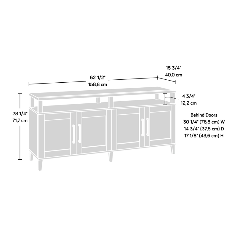 Pemberly Row Engineered Wood Entertainment Credenza in Raven Oak Finish
