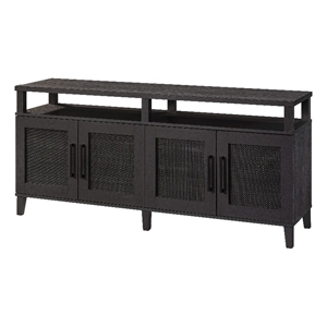 Pemberly Row Engineered Wood Entertainment Credenza in Raven Oak Finish