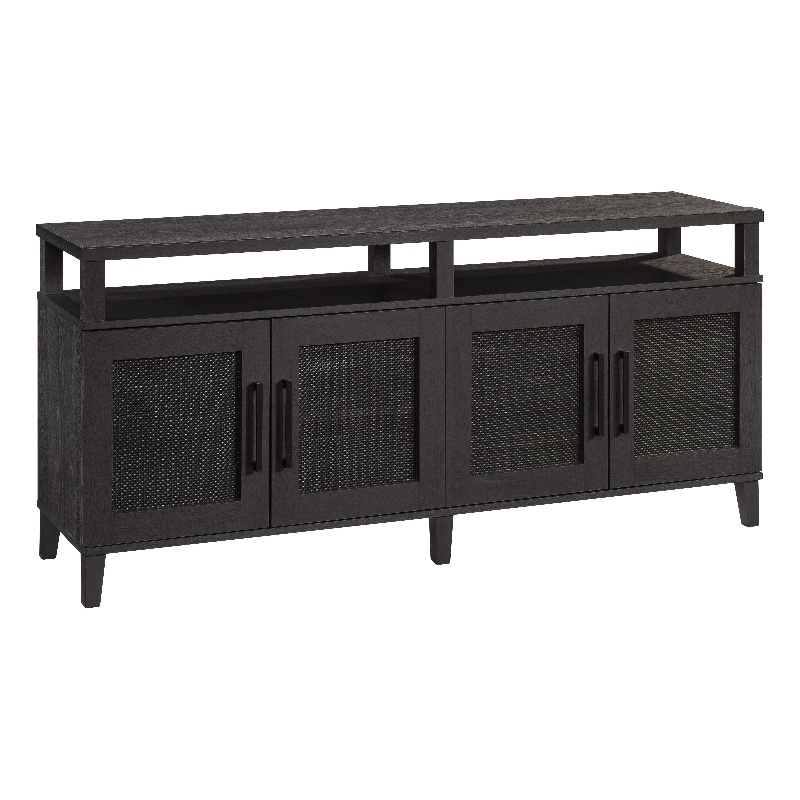 Pemberly Row Engineered Wood Entertainment Credenza in Raven Oak Finish