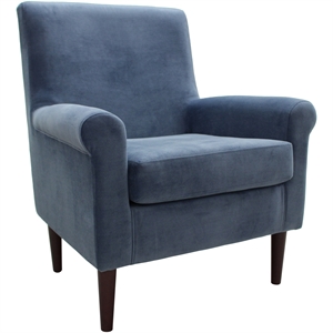 Pemberly Row 17.5&quotH Fabric Rolled Arm Lounge Chair in Blue Finish