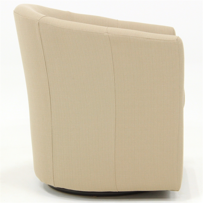 Pemberly Row Traditional Fabric Swivel Club Chair in Cream Finish