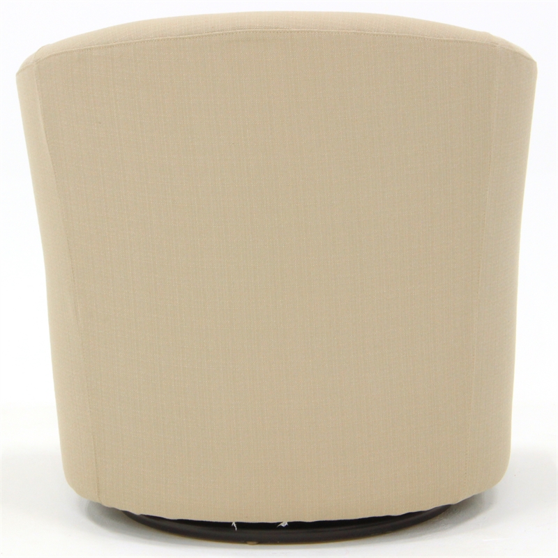 Pemberly Row Traditional Fabric Swivel Club Chair in Cream Finish