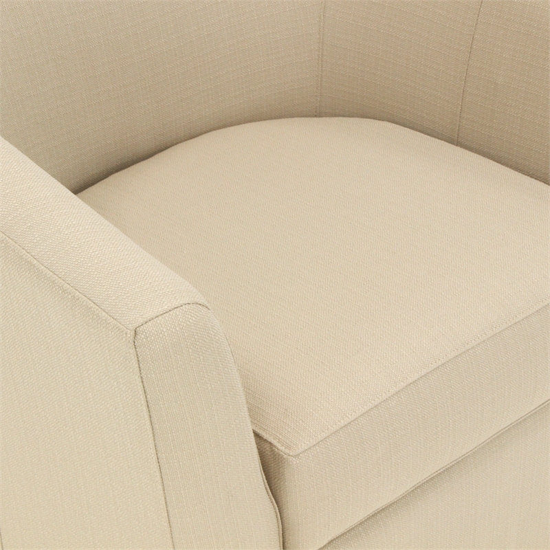 Pemberly Row Traditional Fabric Swivel Club Chair in Cream Finish