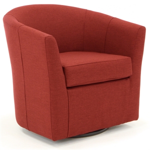 Pemberly Row 19&quotH Traditional Fabric Swivel Club Chair in Red