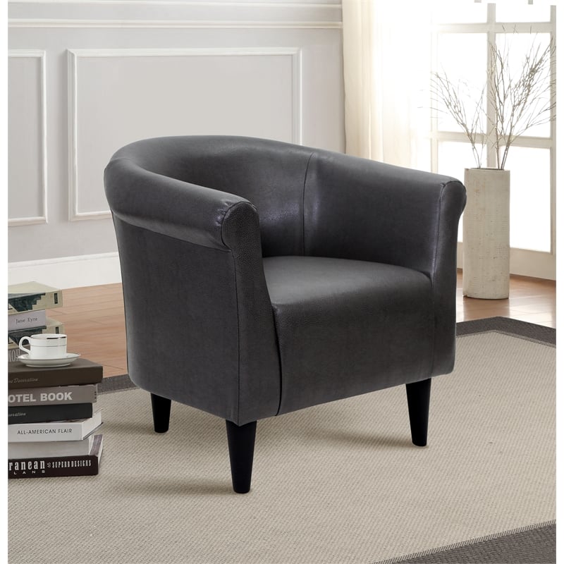 Pemberly Row Traditional Faux Leather Club Chair in Slate Gray
