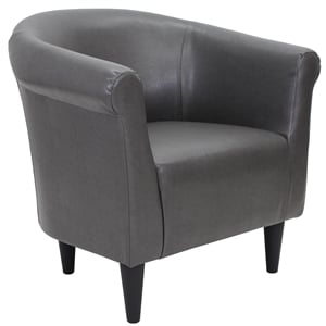 Pemberly Row Traditional Faux Leather Club Chair in Slate Gray