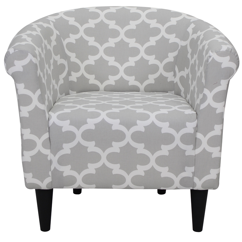 Pemberly Row Traditional Fabric & EPS Club Chair in Gray/White