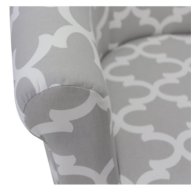 Pemberly Row Traditional Fabric & EPS Club Chair in Gray/White