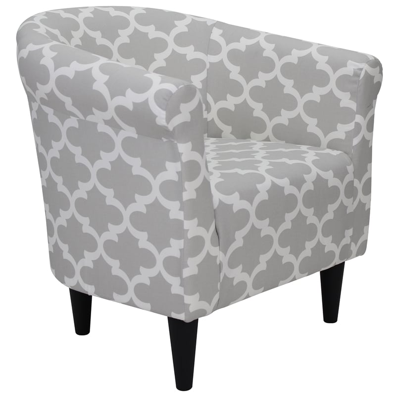 Pemberly Row Traditional Fabric & EPS Club Chair in Gray/White