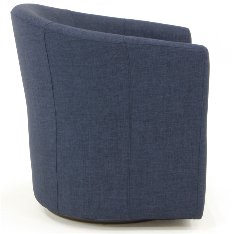 Pemberly Row Traditional Fabric Swivel Club Chair in Navy Blue