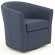Pemberly Row Traditional Fabric Swivel Club Chair in Navy Blue