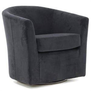 Pemberly Row 19&quotH Traditional Fabric Swivel Club Chair in Black