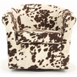 Pemberly Row Traditional Fabric Swivel Club Chair in Milky Brown