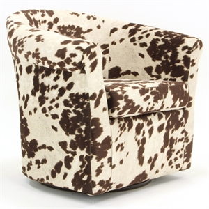 Pemberly Row Traditional Fabric Swivel Club Chair in Milky Brown
