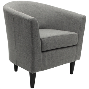 Pemberly Row 17.5&quot Traditional Polyester Fabric Club Chair in Gray