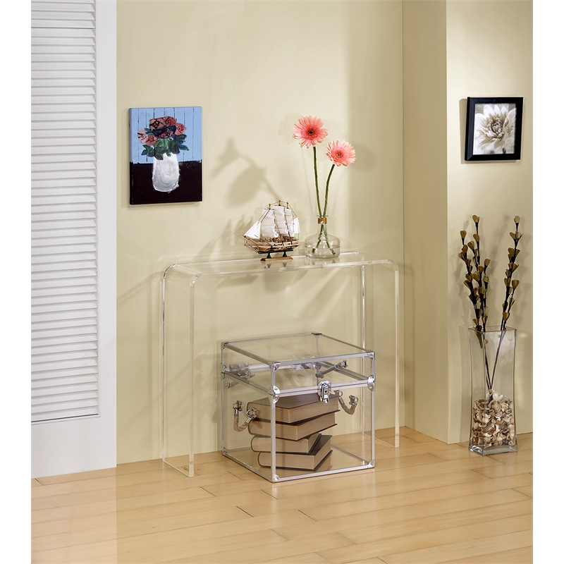 Pemberley Row Acrylic Clear Console Table Rectangular Contemporary 33