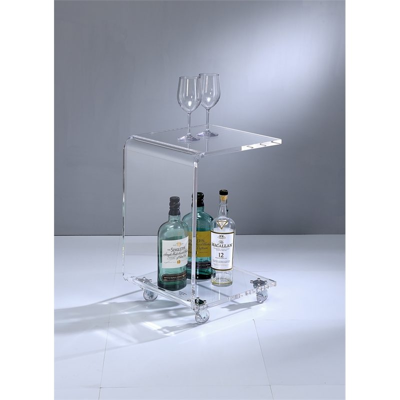 Pemberly Row Pure Decor C Shape Lucite and Acrylic Accent Table - Clear