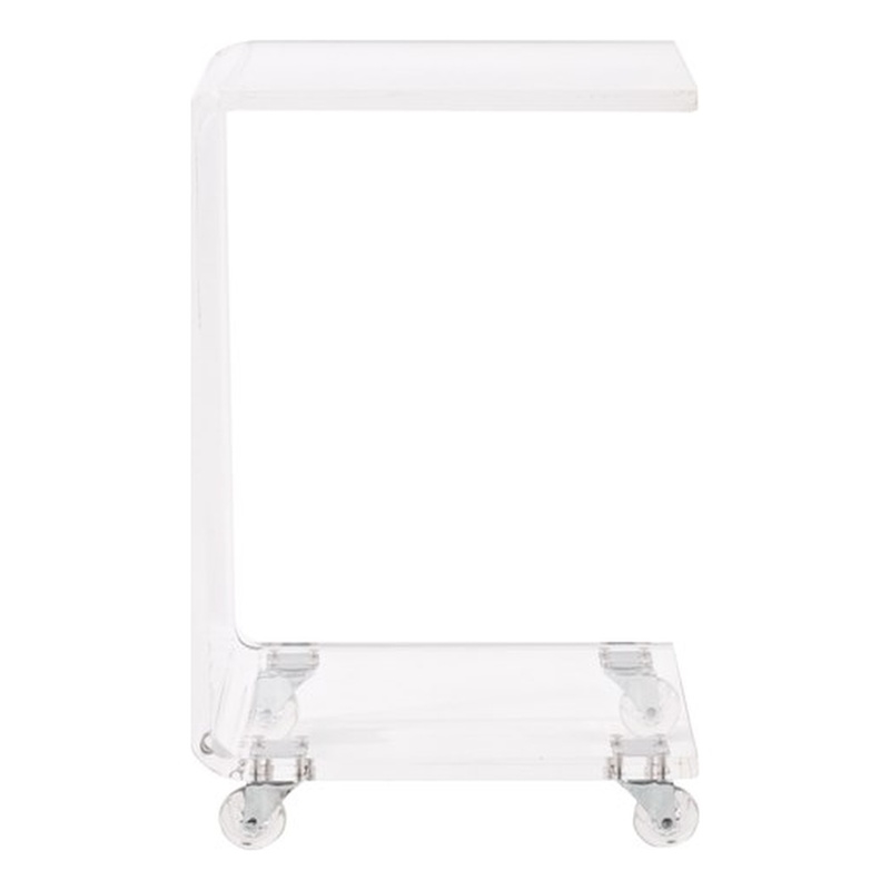Pemberly Row Pure Decor C Shape Lucite and Acrylic Accent Table - Clear