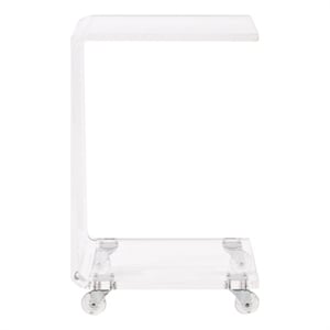 Pemberly Row Pure Decor C Shape Lucite and Acrylic Accent Table - Clear
