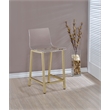 Pemberly Row Plastic Counter Stool Chair Set of 2 in Gold Square Seat & Footrest