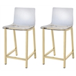 Pemberly Row Plastic Counter Stool Chair Set of 2 in Gold Square Seat & Footrest
