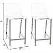 Pemberly Row Plastic Bar Stool Chair Set of 2 in Clear - Square Seat & Footrest