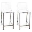 Pemberly Row Plastic Bar Stool Chair Set of 2 in Clear - Square Seat & Footrest