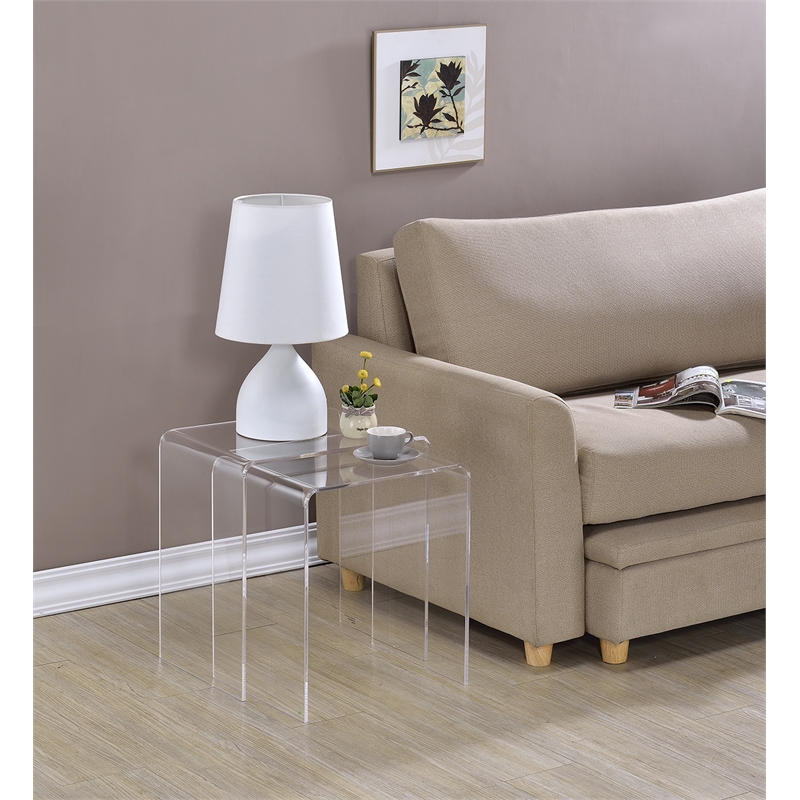 Pemberly Row Pure Decor Lucite and Acrylic Nesting Tables - Clear (Set of 2)