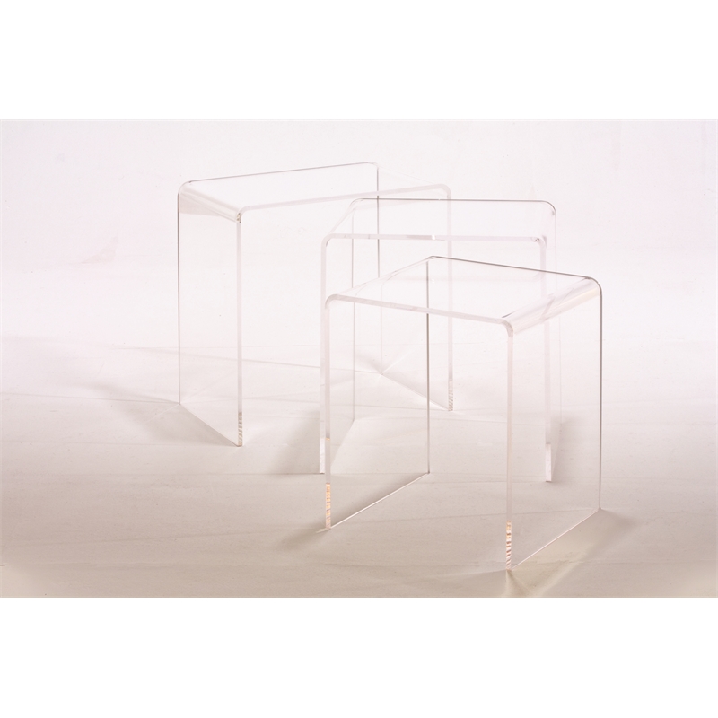 Pemberly Row Pure Decor Lucite and Acrylic Nesting Tables - Clear (Set of 3)