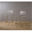 Pemberly Row Plastic Bar Stool Chair Set of 2 in Gold - Square Seat & Footrest