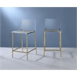 Pemberly Row Plastic Bar Stool Chair Set of 2 in Gold - Square Seat & Footrest