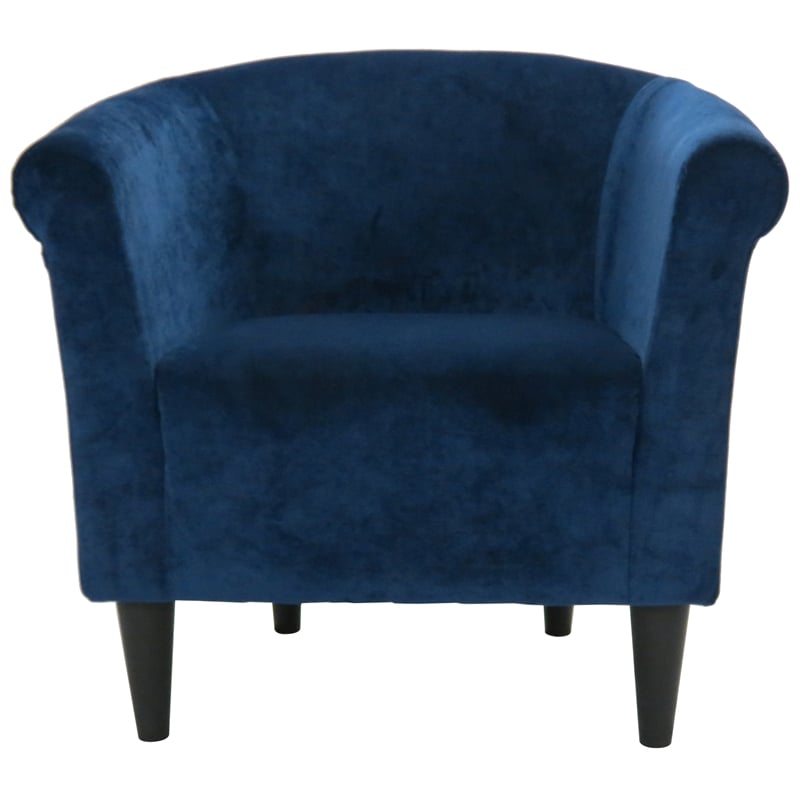 Pemberly Row Traditional Fabric Padded Seat Club Chair in Blue