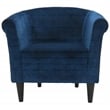 Pemberly Row Traditional Fabric Padded Seat Club Chair in Blue