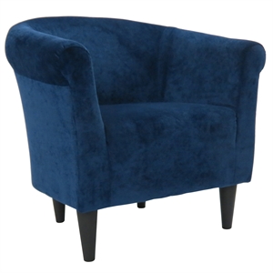 Pemberly Row Traditional Fabric Padded Seat Club Chair in Blue