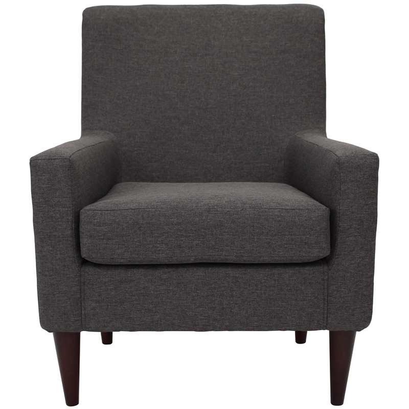 Pemberly Row Traditional Fabric Arm Chair in Dark Gray Finish