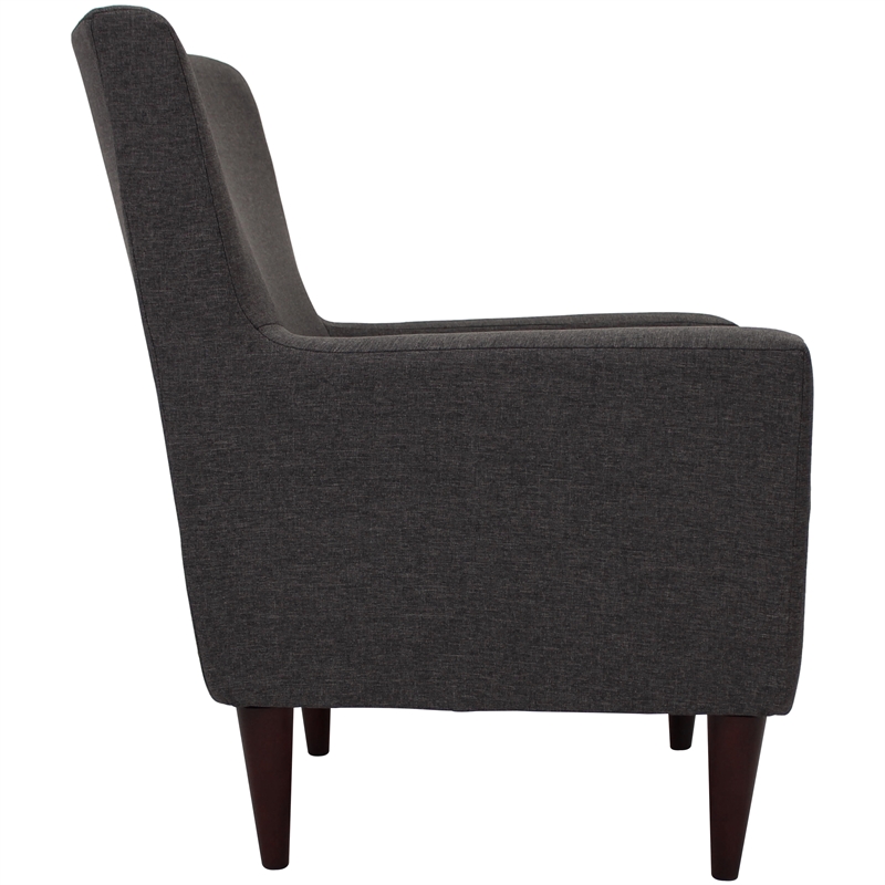 Pemberly Row Traditional Fabric Arm Chair in Dark Gray Finish