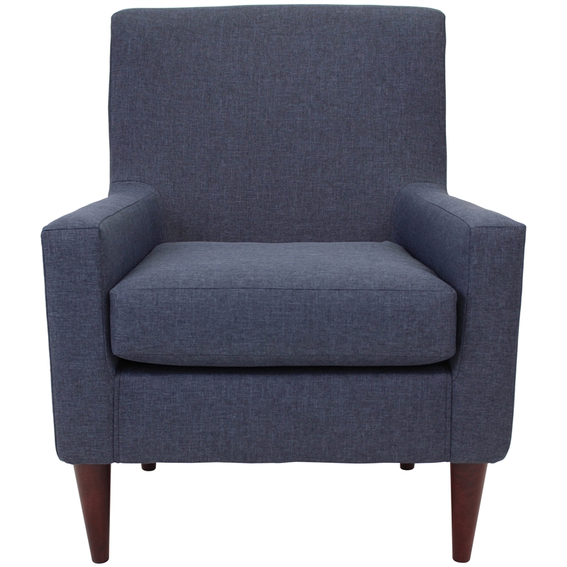 Pemberly Row Traditional Fabric Arm Chair in Navy Blue Finish