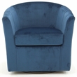 Pemberly Row Traditional Fabric Swivel Club Chair in Blue Finish
