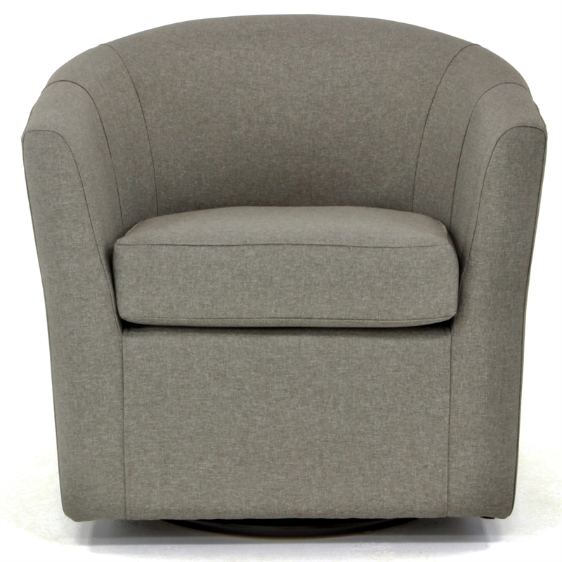 Pemberly Row Traditional Fabric Swivel Club Chair in Gray Finish