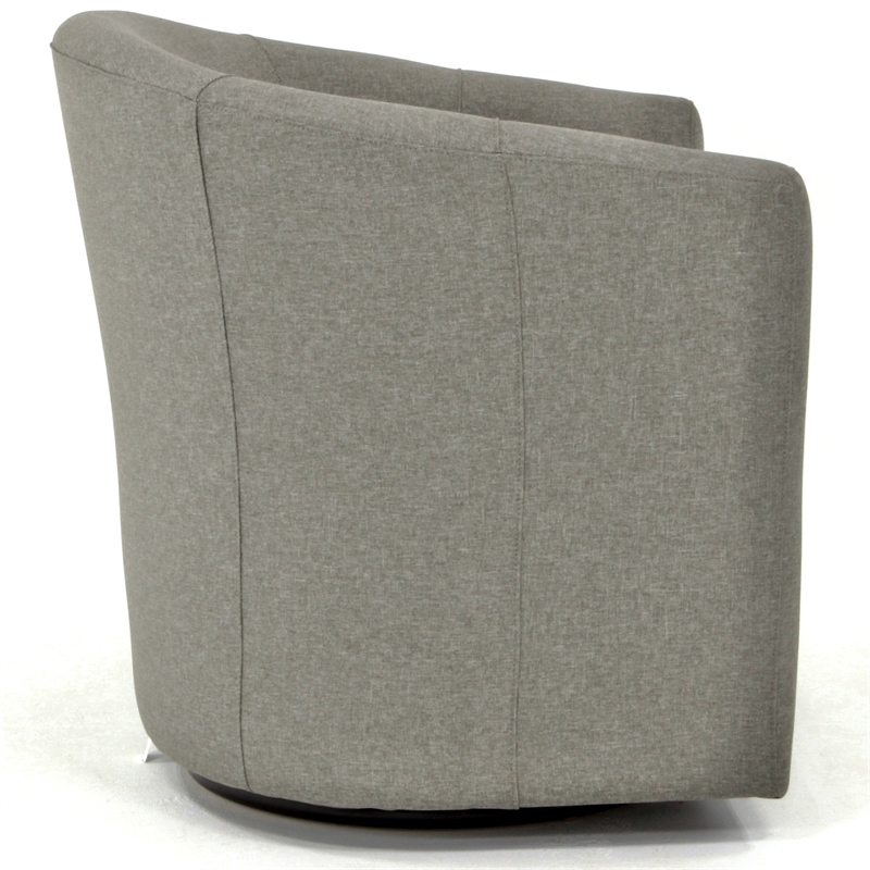 Pemberly Row Traditional Fabric Swivel Club Chair in Gray Finish