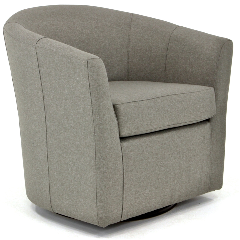 Pemberly Row Traditional Fabric Swivel Club Chair in Gray Finish