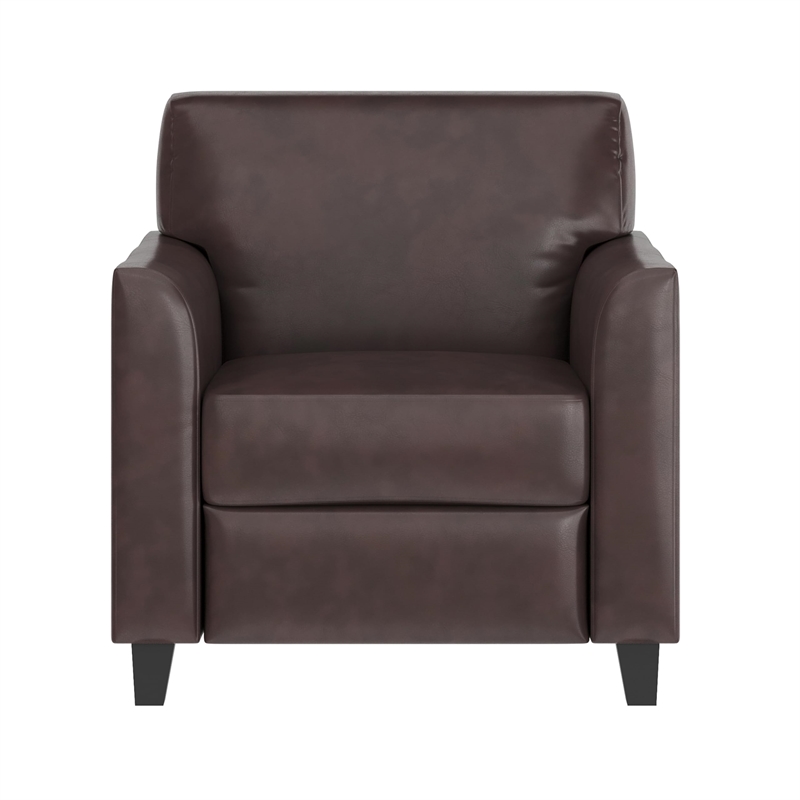 Pemberly Row Modern / Contemporary Leather Chair in Brown Finish