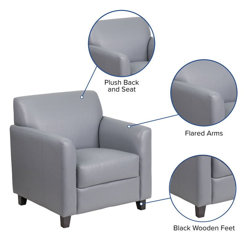 Pemberly Row Modern / Contemporary Leather Reception Chair in Gray