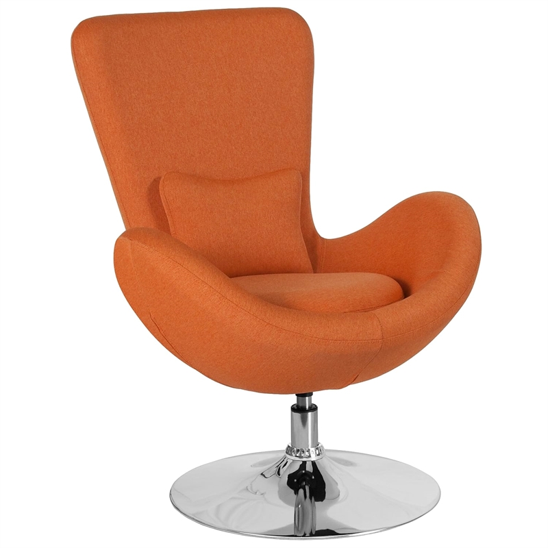 Pemberly Row Modern / Contemporary Egg Chair in Orange Finish