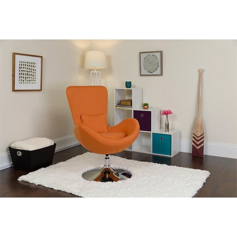 Pemberly Row Modern / Contemporary Egg Chair in Orange Finish