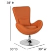 Pemberly Row Modern / Contemporary Egg Chair in Orange Finish