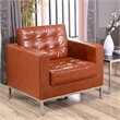 Pemberly Row Modern / Contemporary Leather Reception Chair in Cognac Brown
