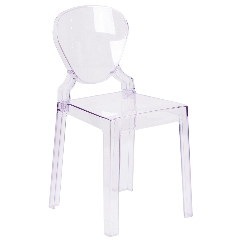 Pemberly Row Modern / Contemporary Tear Back Ghost Chair in Transparent Crystal