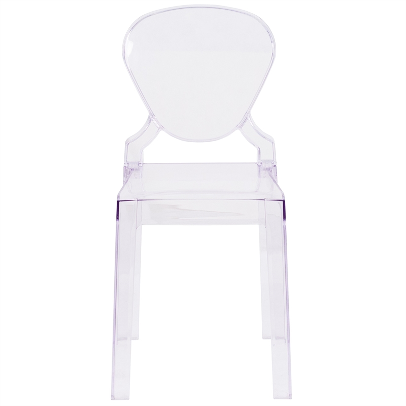 Pemberly Row Modern / Contemporary Tear Back Ghost Chair in Transparent Crystal