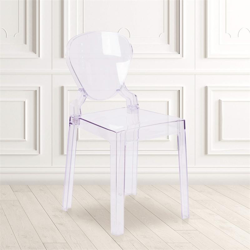 Pemberly Row Modern / Contemporary Tear Back Ghost Chair in Transparent Crystal